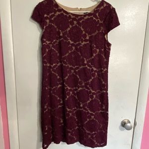 R&K women’s maxi lace burgundy with tan dress size 12